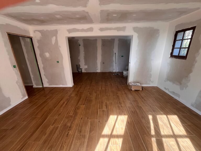 Rénovation séjour placo carrelage imitation bois